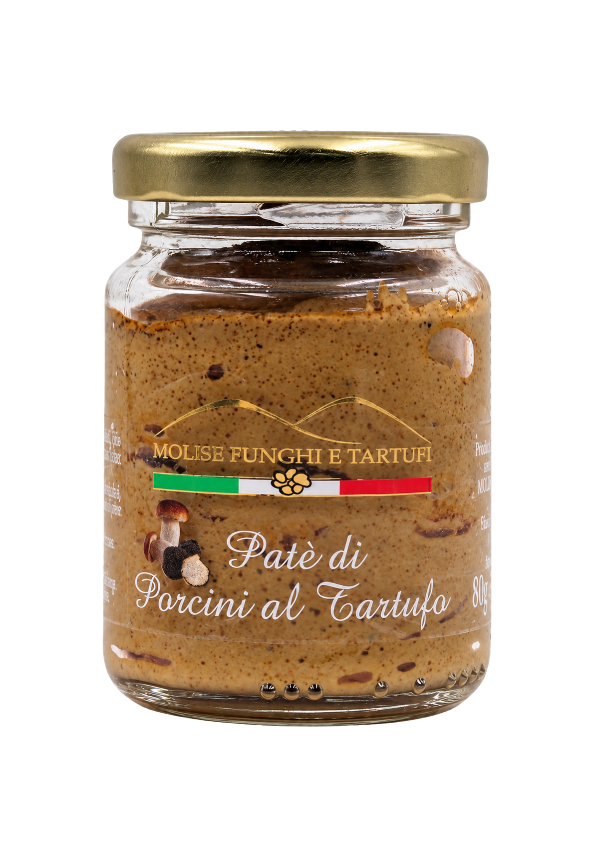 Vasetto di paté di funghi porcini con tartufo nero estivo con olio extra vergine d'oliva di Molise Funghi e Tartufi vendita all'ingrosso a ristoranti pizzerie bar negozi gastronomie laboratori cucine professionali per aperitivi vegani pasta carne