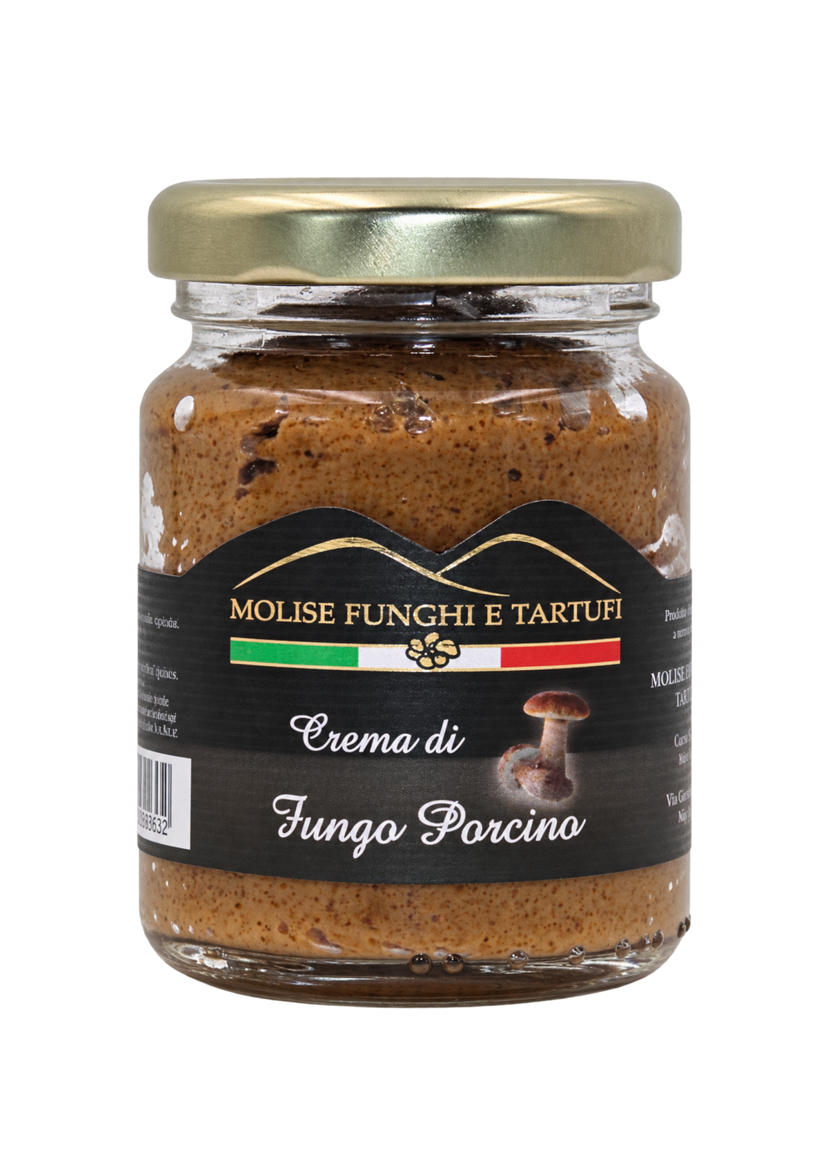 Vasetto di paté di funghi porcini con olio extra vergine d'oliva di Molise Funghi e Tartufi vendita all'ingrosso a ristoranti pizzerie bar negozi gastronomie laboratori cucine professionali per aperitivi vegani pasta carne