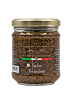 Vasetto di salsa tartufata al tartufo nero estivo Molise Funghi e Tartufi vendita all'ingrosso a ristoranti pizzerie bar negozi gastronomie laboratori cucine professionali per aperitivi vegani pasta carne