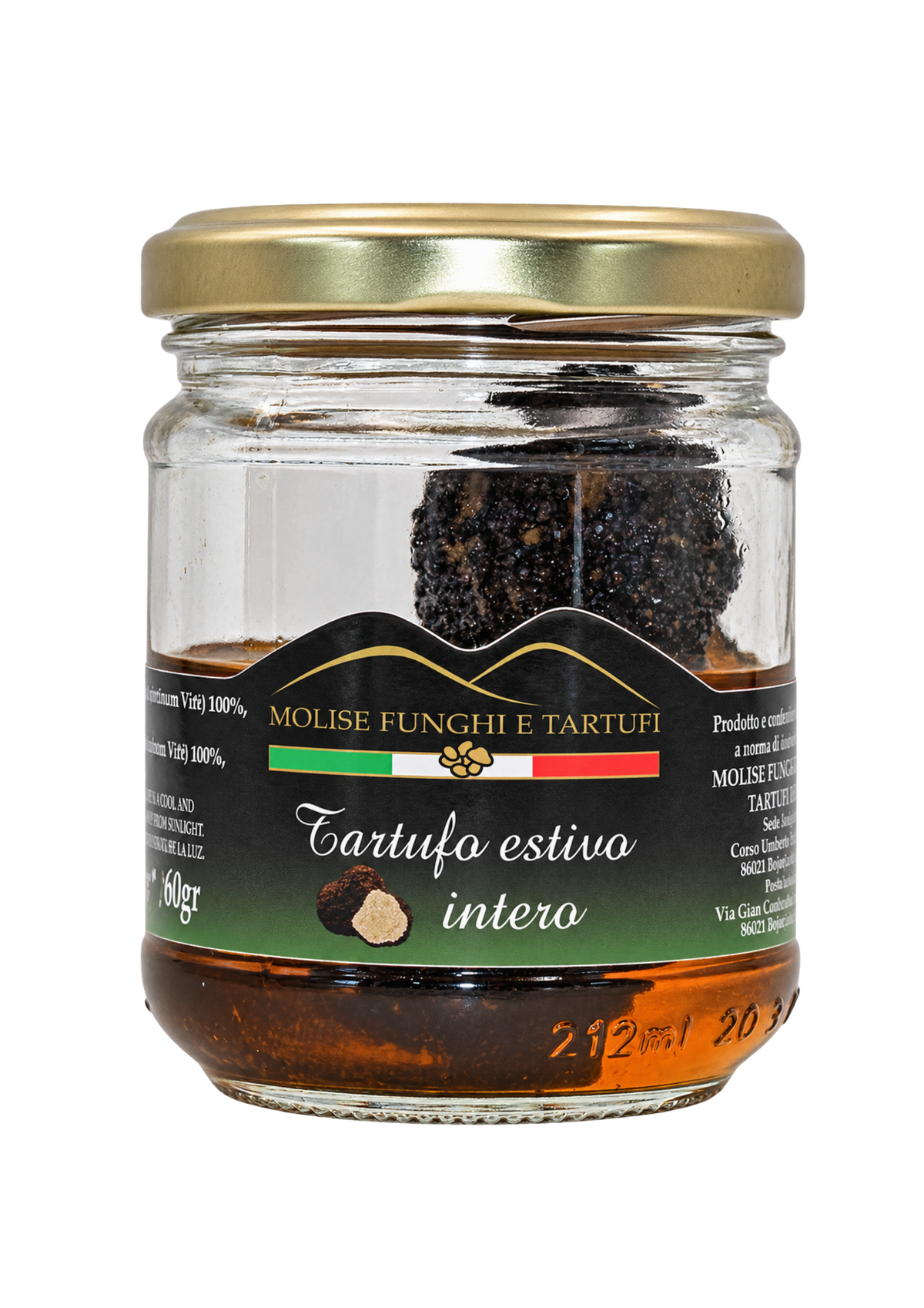 Vasetto di tartufo nero estivo intero Molise Funghi e Tartufi vendita all'ingrosso a ristoranti pizzerie bar negozi gastronomie laboratori cucine professionali per aperitivi vegani pasta carne